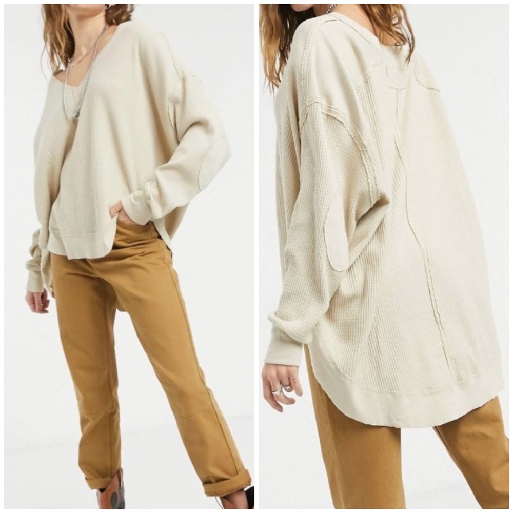 NWT Free People / We the free Owen Long Sleeve Thermal - vanilla cream - LARGE